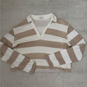Striped Tan and White Z Supply Pullover